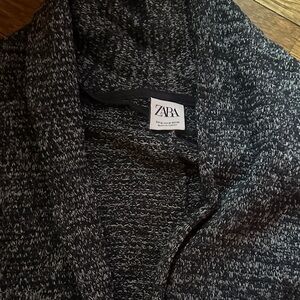 Zara Black & Gray Marled Open-Front Cardigan